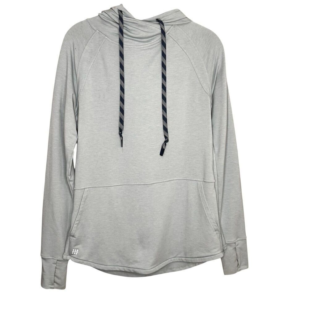 Title Nine Hoodie Sweatshirt Womens Small Pale Blue Lightweight Pullover Knit
